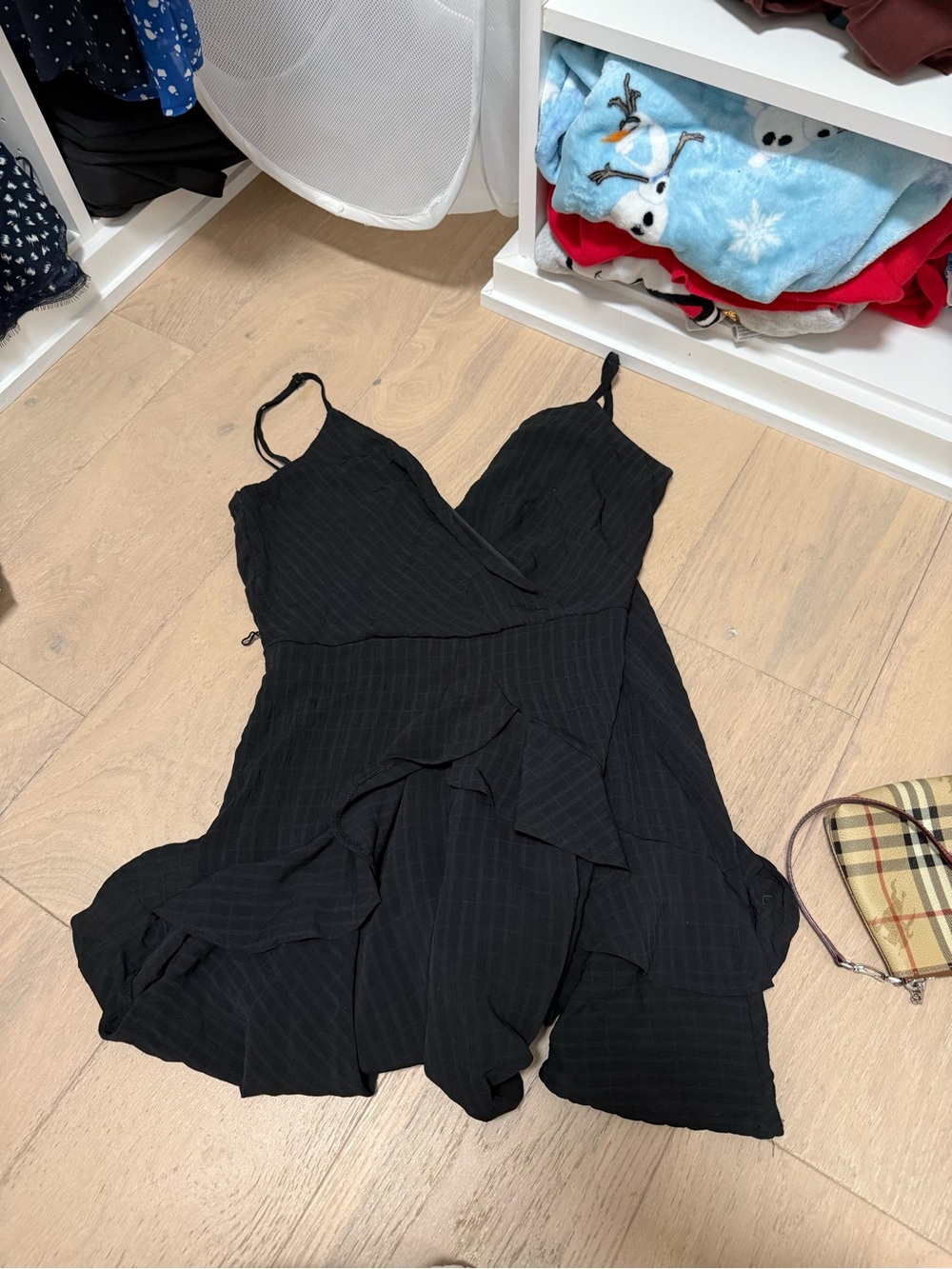 Francesca’s Black Ruffle Slip Dress - Women's Elegant V-Neck